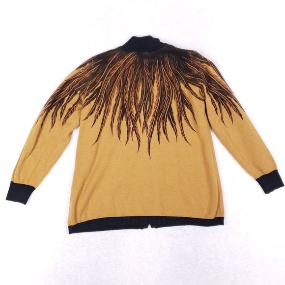 Bob Mackie Wearable Art Feather Zip Sweater L Gold - Picture 7 of 10